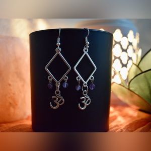 Handmade Amethyst “Ohm” Earrings - All NATURAL Gemstones - Nickel Free
